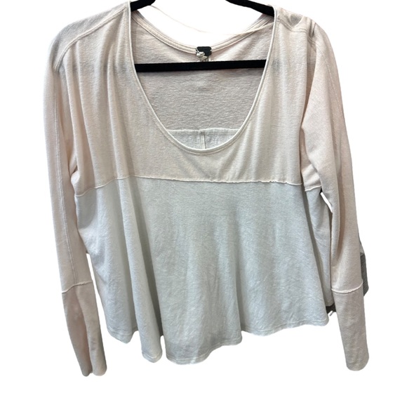 💓FREE PEOPLE Women's Cloud Nine Tee - Two tone with pale‎ pink and white XS - Picture 11 of 12